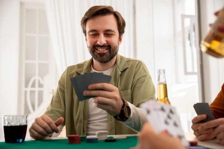 Meja Bandar Poker di platform solarpunk dengan antarmuka yang jelas dan responsif